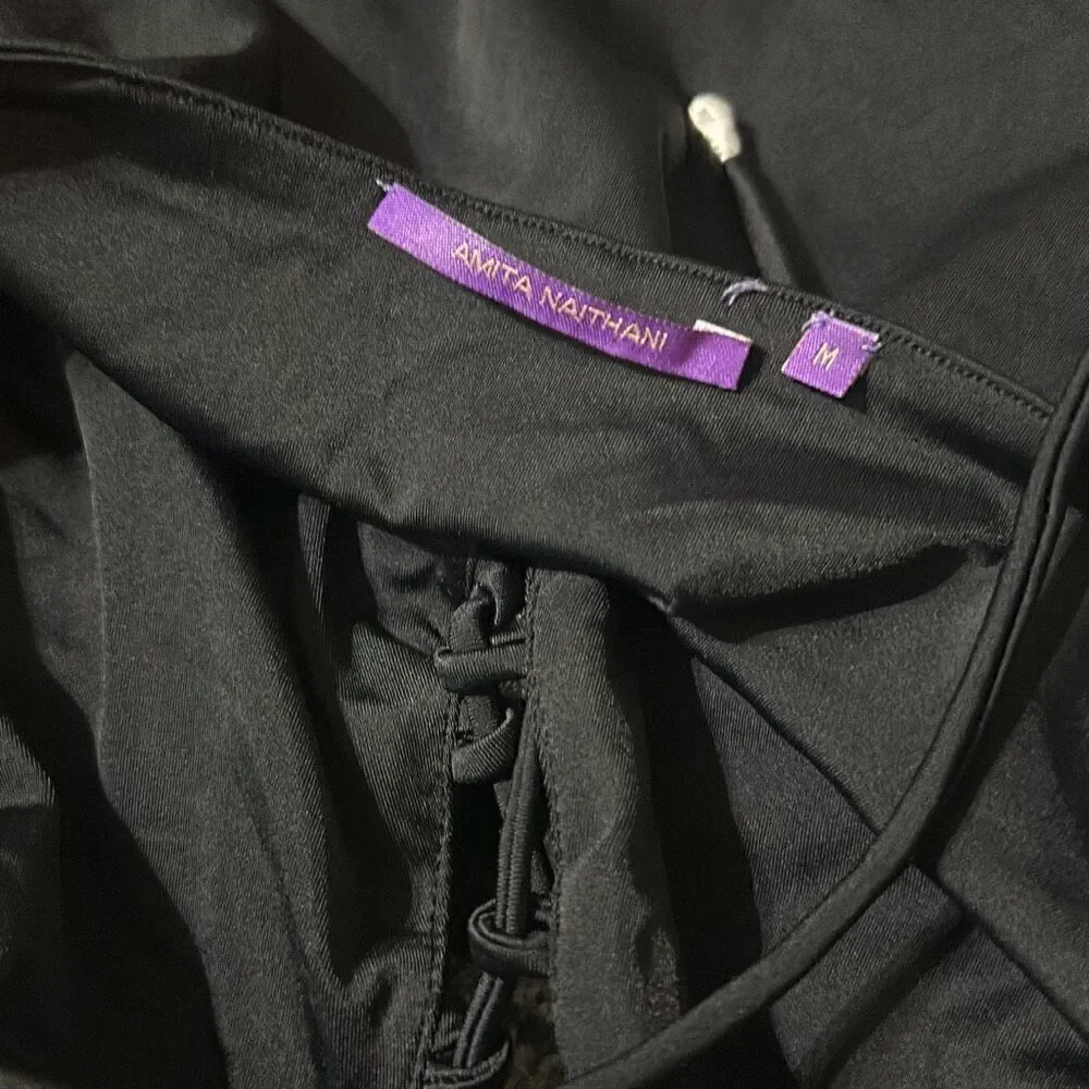 New. Boston Proper black embroidered one piece. Medium